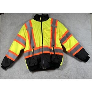 Majestic High Visibility Safety Jacket Mens Small ANSI Class 3 Type R Hooded